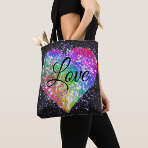 Bolso De Tela Colores arcoiris que desatan tote de amor al coraz