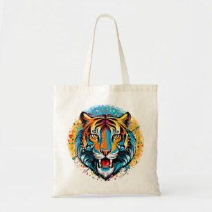 Bolso De Tela Colores de arcoíris de cabeza de tigre pintan manc