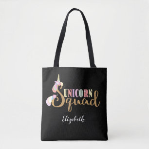 Bolso De Tela Colores de arcoiris de Purpurina Cute Unicorn Squa