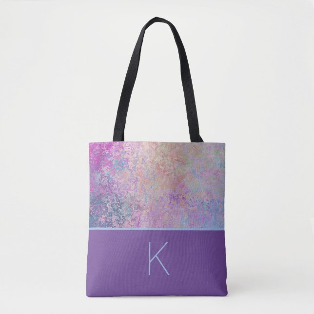 Bolso De Tela Colores de Arcoíris Monogramados (Anverso)