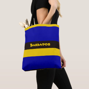 Bolso De Tela Colores de bandas de bandera de Barbados