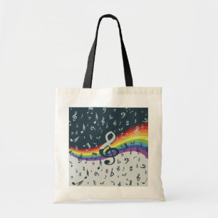 Bolso De Tela Colores del arco iris de la onda del Clef agudo