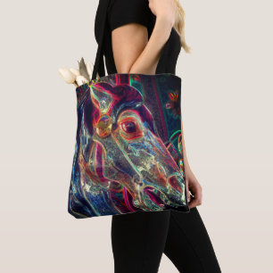 Bolso De Tela Colores eléctricos Arte de Caballo de Carrusel Fie