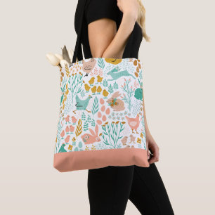 Bolso De Tela Colores pasteles Patrón de flores de pollo de Pasc