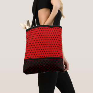 Bolso De Tela Colores Rojo Y Negro De Moda, Estilosos Puntos De 