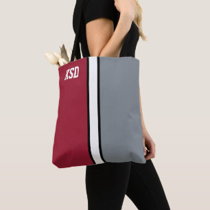 Bolso De Tela Colores universitarios Monograma rojo, gris y blan