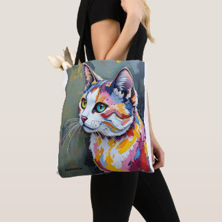 Bolso De Tela Colorful Cat Portrait
