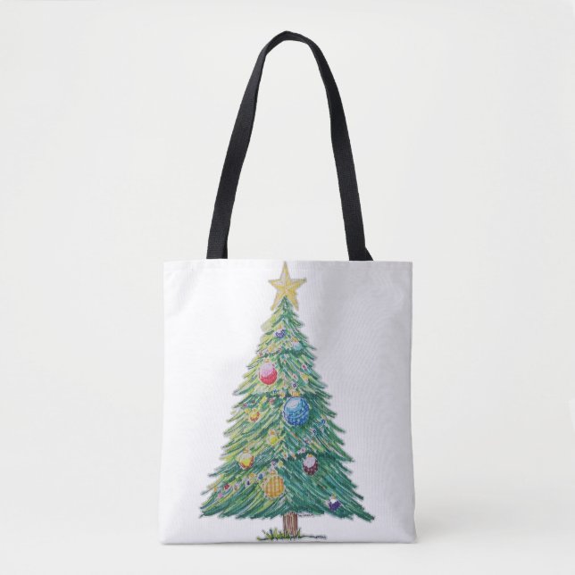 Bolso De Tela Colorful Christmas Tree (Anverso)