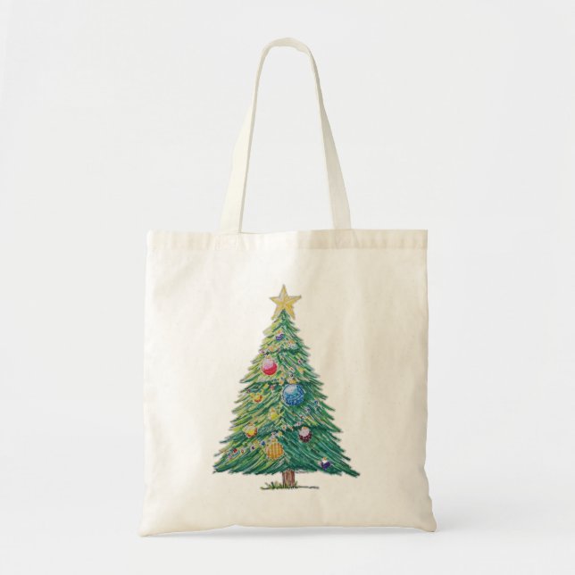Bolso De Tela Colorful Christmas Tree (Frente)