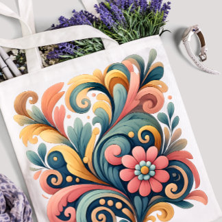 Bolso De Tela Colorful Floral Art Tote Bag