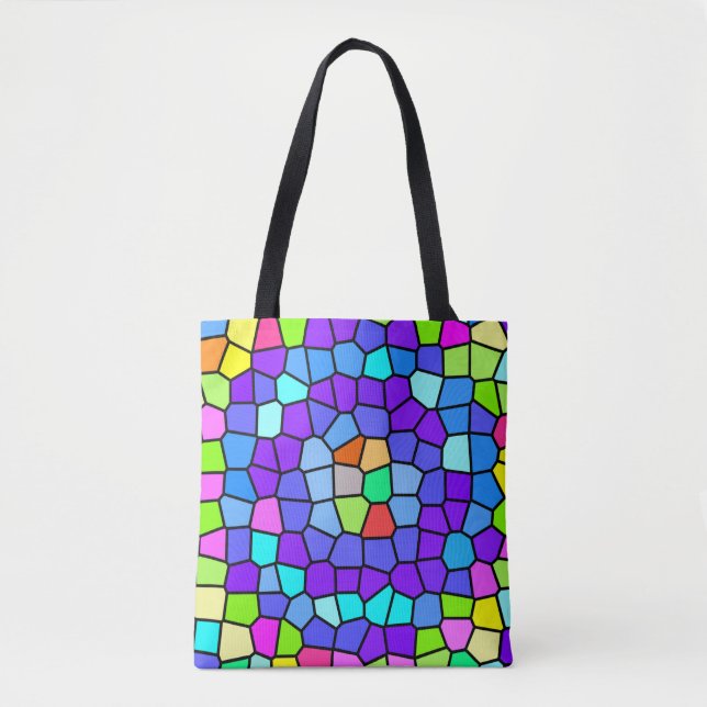 Bolso De Tela Colorful Geometric Mosaic Tote (Anverso)