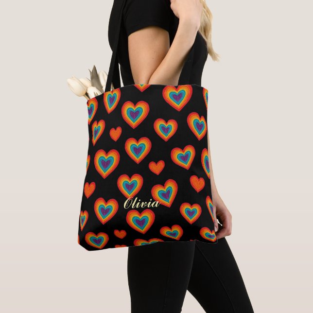 Bolso De Tela Colorful Heart Pattern (Detalle)