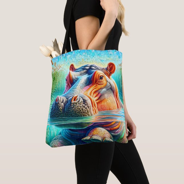 Bolso De Tela Colorful Hippo  (Detalle)