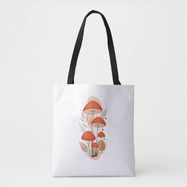 Bolso De Tela Colorful Mushroom Vibrant Botanical Tote Bag (Anverso)