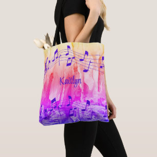 Bolso De Tela Colorful Music Notes Personalizado
