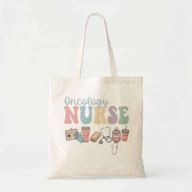 Bolso De Tela Colorful Oncology Nurse Retro Aesthetic (Frente)