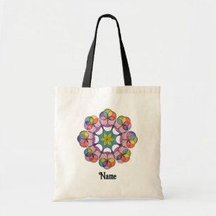 Bolso De Tela Colorful Pencil Drawn Geometric Mandala Customized