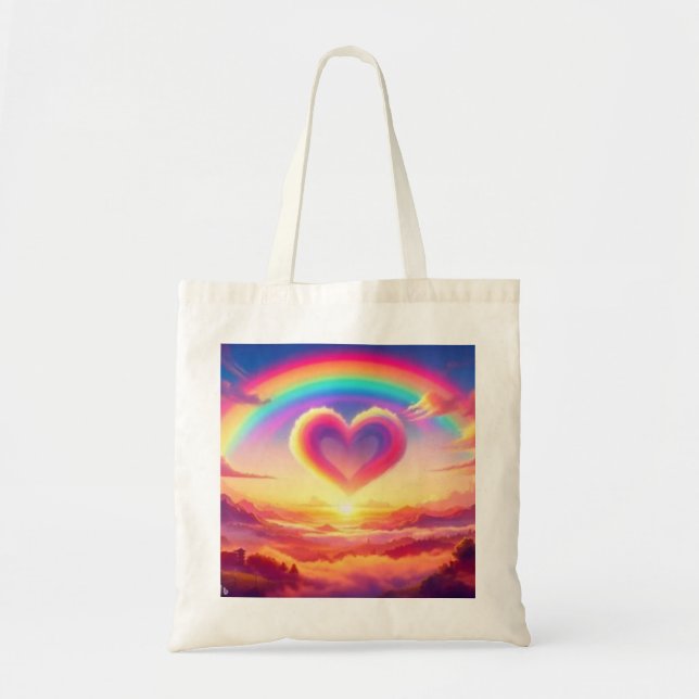 Bolso De Tela Colorful Rainbow & Heart (Frente)