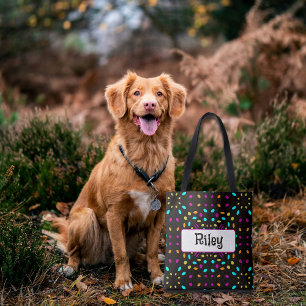 Bolso De Tela Colorful retro dots 80s inspired black
