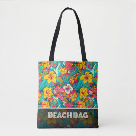 Bolso De Tela Colorful Tropical Flowers Pattern