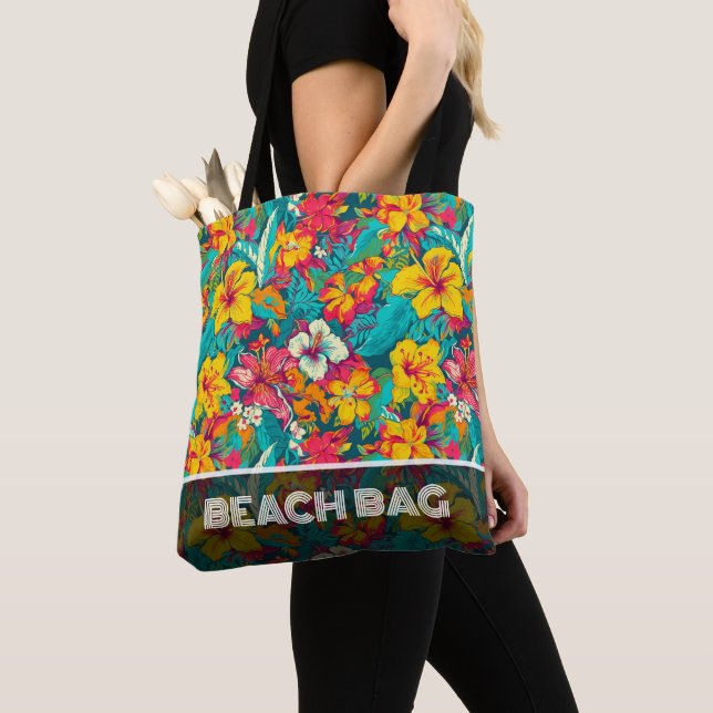 Bolso De Tela Colorful Tropical Flowers Pattern (Detalle)