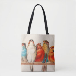 Bolso De Tela Colorful vintage illustration of five little birds