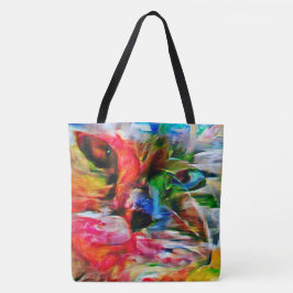 Bolso De Tela Colorida abstracción de arte de gatos expresionist