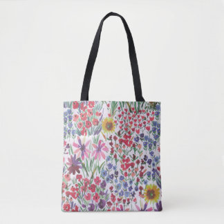 Bolso De Tela Colorida acuarela Floral botánica Boho Garden