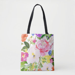 Bolso De Tela Colorida acuarela Primavera florecimiento floral
