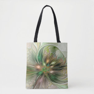 Bolso De Tela Colorida Fantasía Moderna Resumen Flor Fractal
