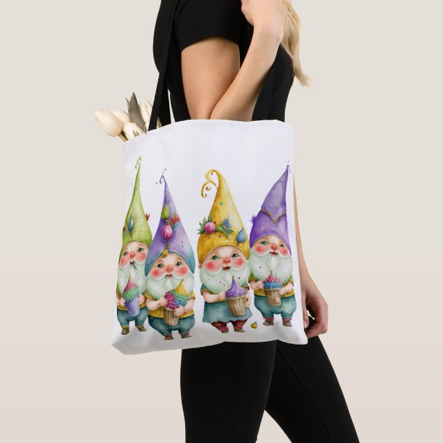 BOLSO DE TELA COLORIDA MARDI GRAS GNOMES (Detalle)