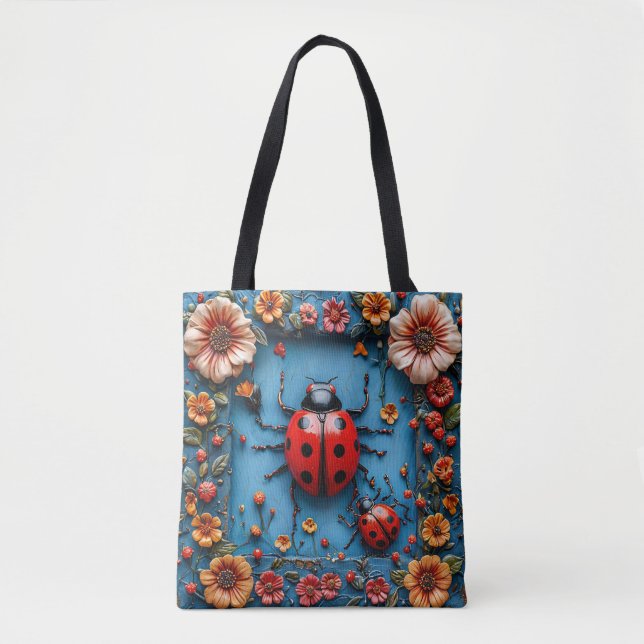 Bolso De Tela Colorida mariquita 3d (Anverso)
