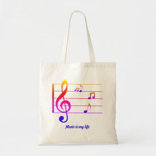 Bolso De Tela Colorida nota musical Tote Bag