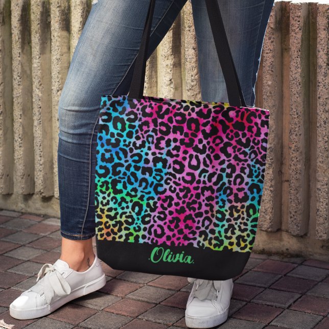 Bolso De Tela Colorida y elegante Leopardo Textura Neon Feminine (Subido por el creador)