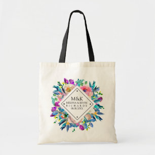Bolso De Tela Coloridas acuarelas Flores Bouquet