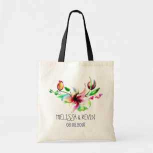 Bolso De Tela Coloridas acuarelas Ilustracion Floral Blossom