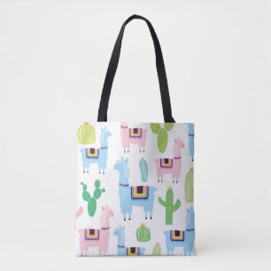 Bolso De Tela Coloridas Alpacas y Cactus