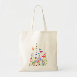 Bolso De Tela coloridas flores silvestres pintura acuarela