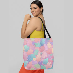 Bolso De Tela Coloridas hojas otoñales fondo pastel