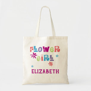 Bolso De Tela Coloridas letras florales personalizadas Chica flo