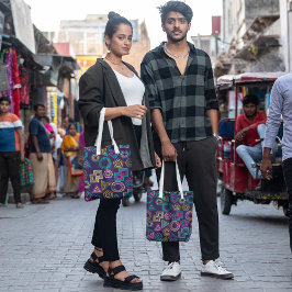 Bolso De Tela coloridas líneas geo