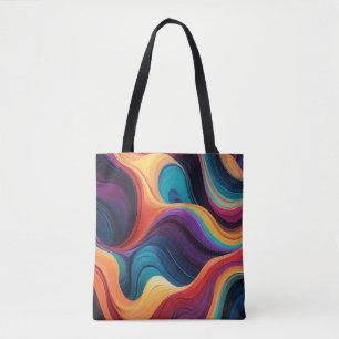 Bolso De Tela Coloridas líneas onduladas abstractas con brillo