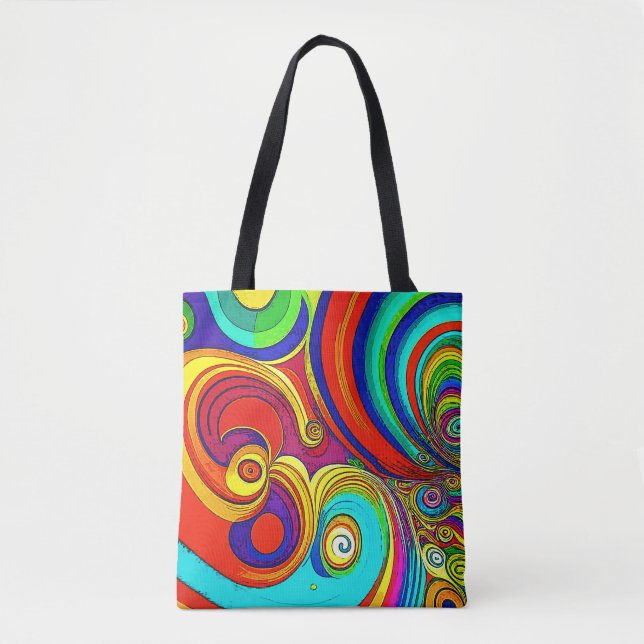 Bolso De Tela Coloridas Y Groovy Arcoiris Swirls (Anverso)