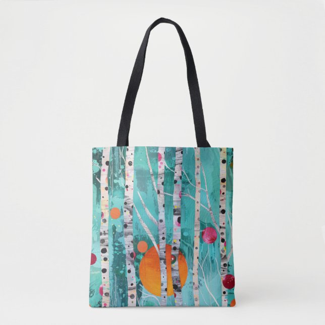 Bolso De Tela Colorido Abstract Birch Trees Tote Bag (Anverso)