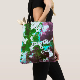 Bolso De Tela Colorido Abstract Splatter Paint Green y Purple