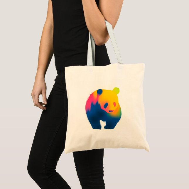 Bolso De Tela Colorido Abstract Spray Paint Panda Silhouette (Anverso (producto))