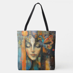 Bolso De Tela Colorido Abstracto Artsy Face