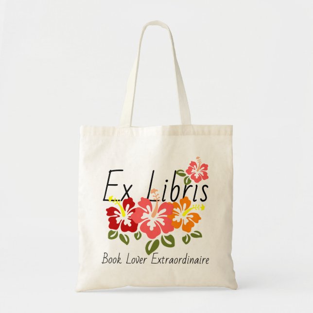 Bolso De Tela Colorido amante del libro de Hibiscus (Frente)