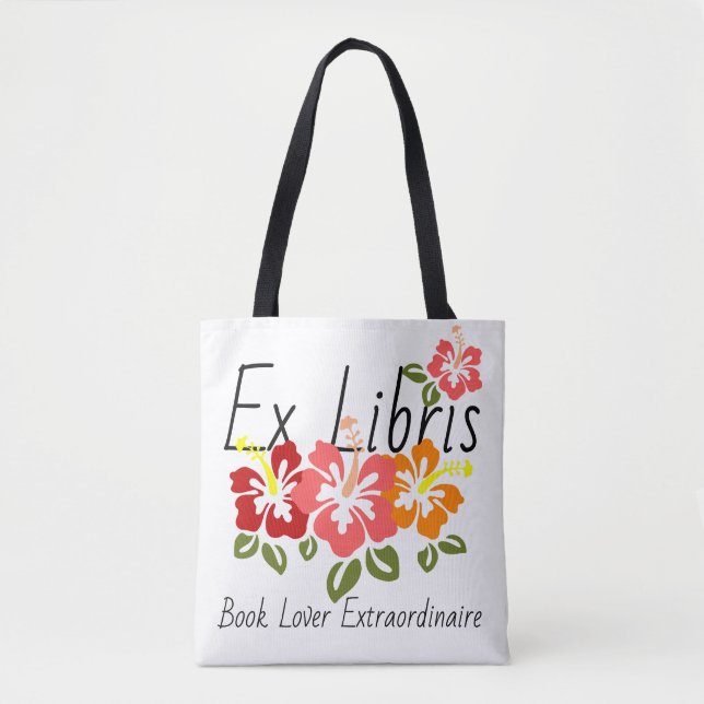 Bolso De Tela Colorido amante del libro de Hibiscus (Anverso)
