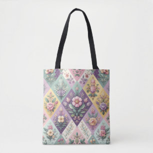 Bolso De Tela Colorido argyle pastel Pascua/Primavera